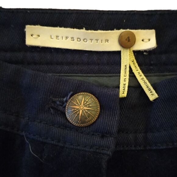 Leifsdottir for Anthropologie dark blue velvet skinny pants with lace up ankle - Picture 5 of 8